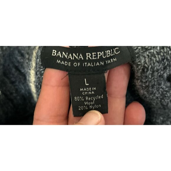 Banana Republic Gray Wool Button-Up Mock Neck Sweater Heather Gray -Large - Picture 9 of 9